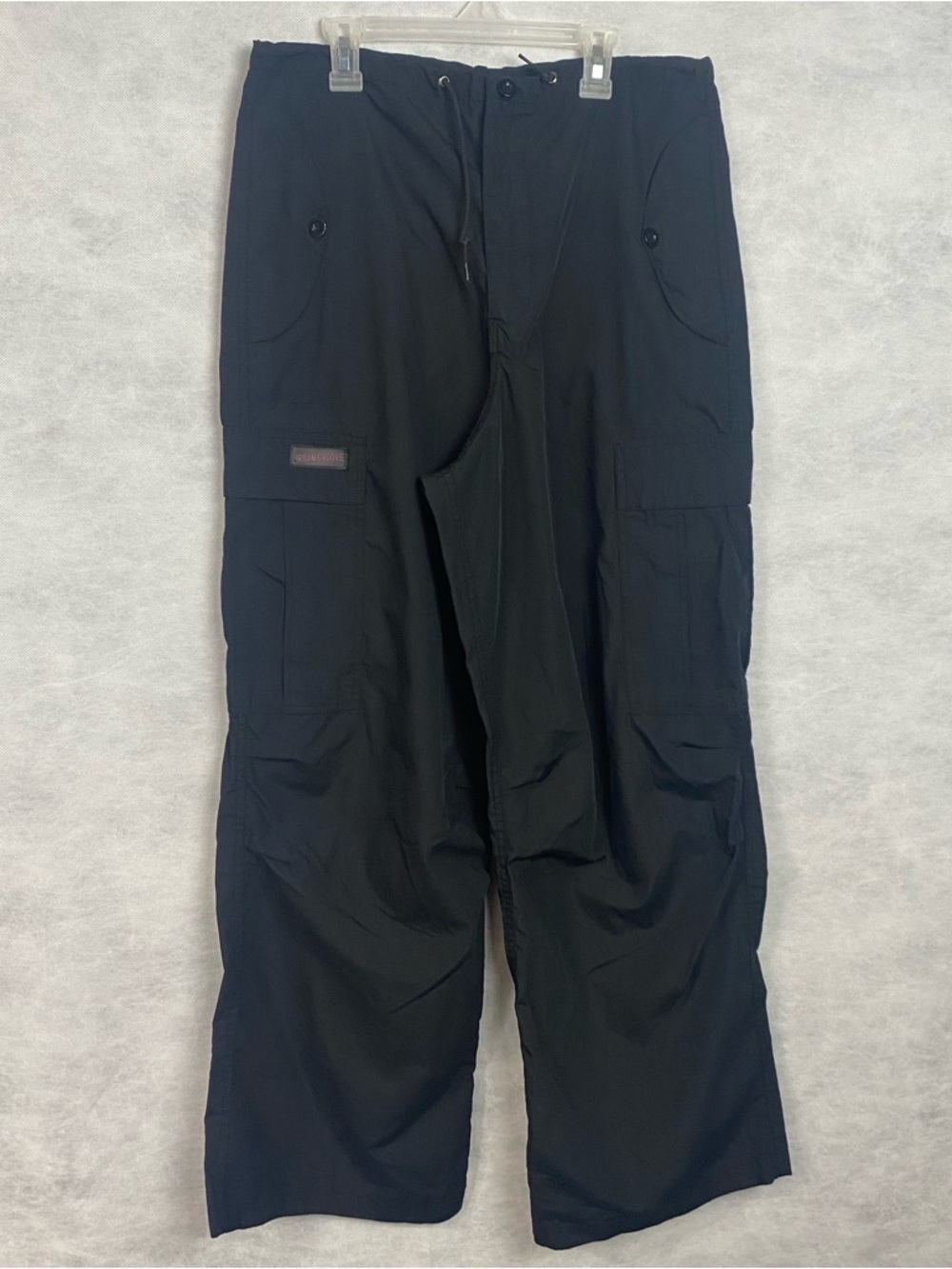Vtg Grunge 90's Y2K Baggy Black Urban Groove Cargo Parachute Skater Pants 32x30